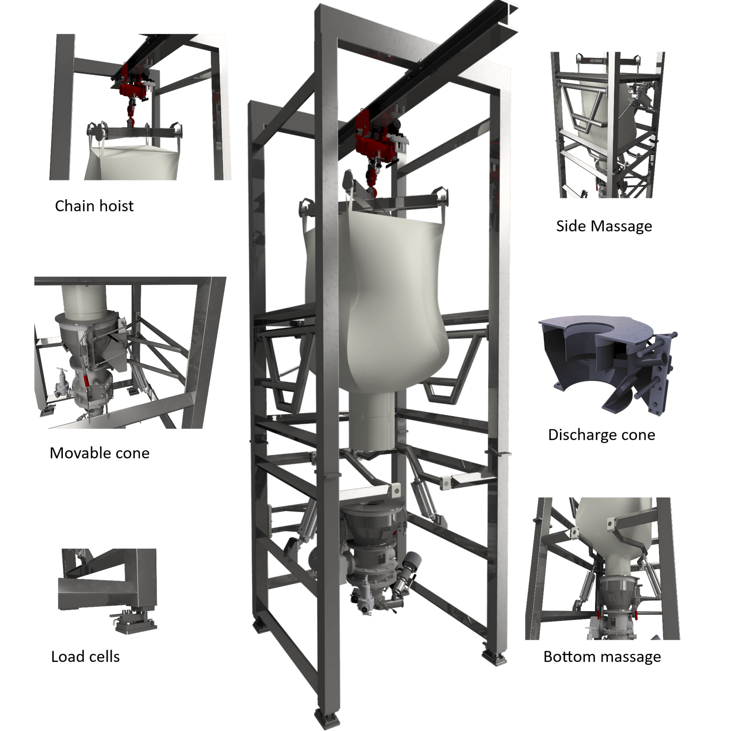 Tekemas big bag discharger for the food, pharma and chemical industry